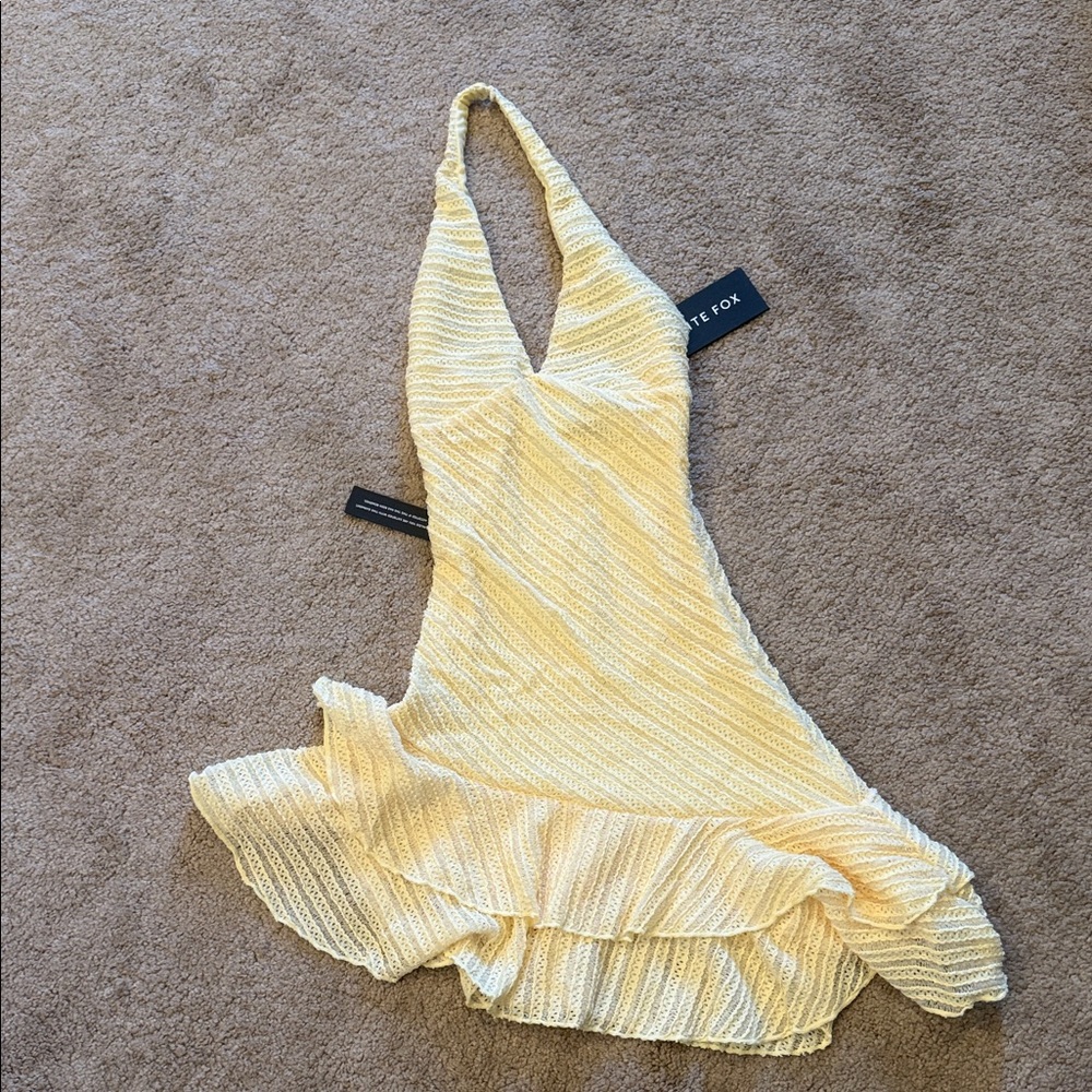 White Fox Boutique Pale Yellow Mini Dress